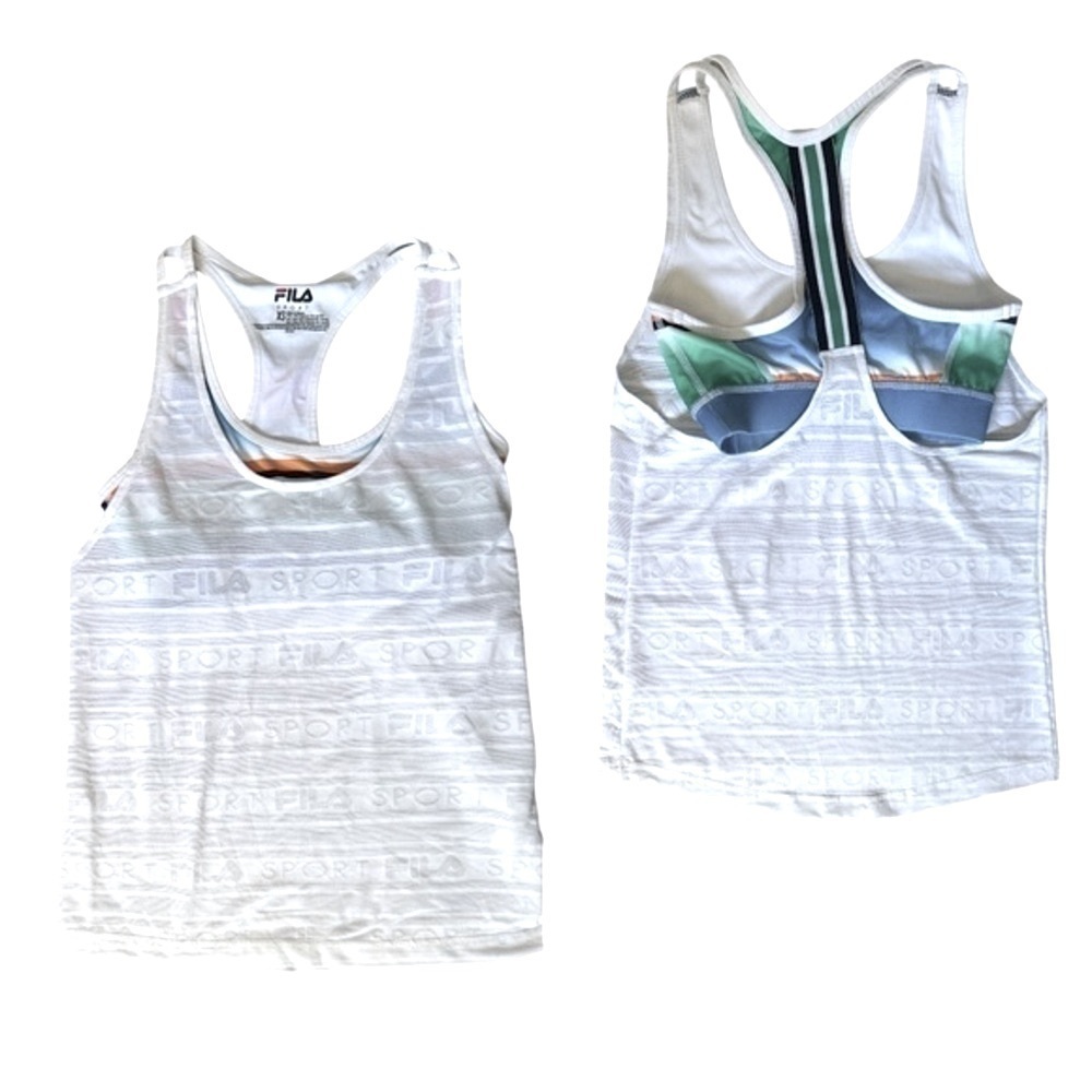 🌺 Fila Sport Double Layer Colorblock Ombré Sports Bra Mesh Logo Tank Top XS